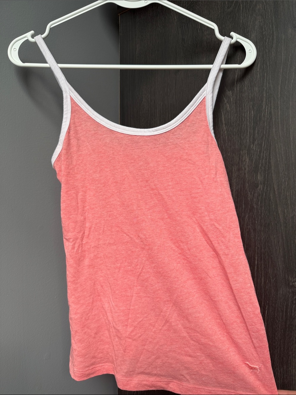 Pink Cotton Tank Top with White Trim - Women’s Casual Camisole